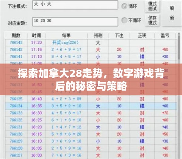 探索加拿大28走势，数字游戏背后的秘密与策略