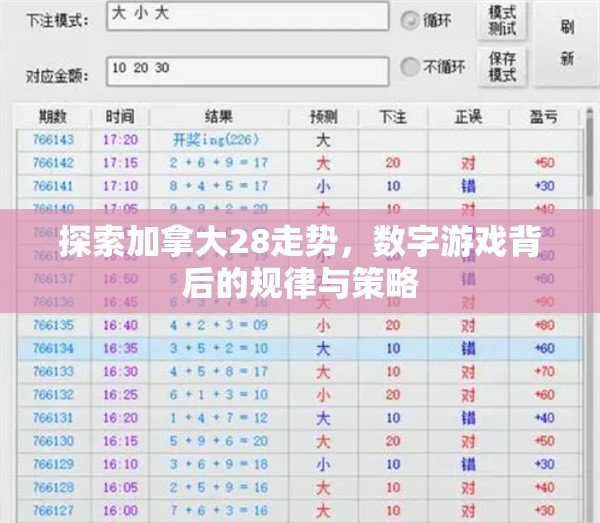 探索加拿大28走势，数字游戏背后的规律与策略