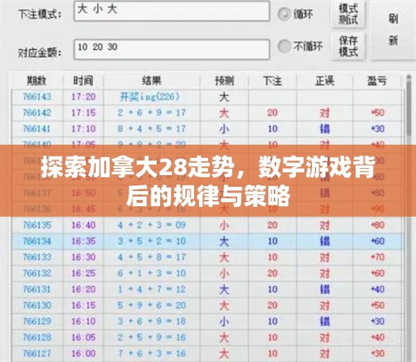 探索加拿大28走势，数字游戏背后的规律与策略