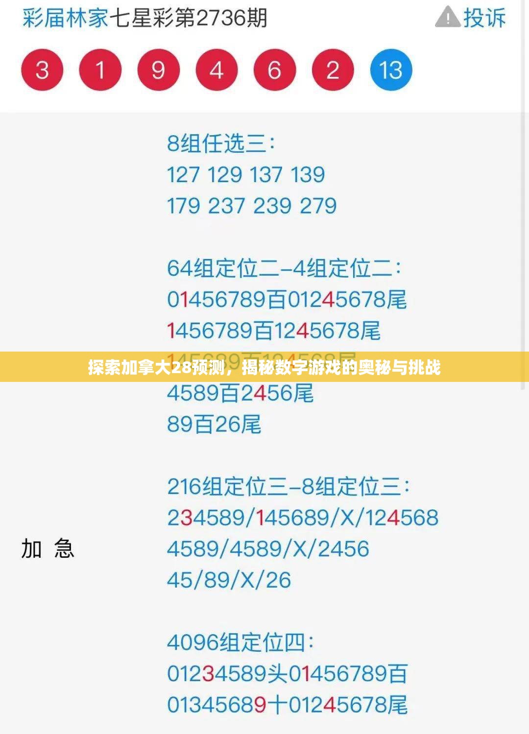 探索加拿大28预测，揭秘数字游戏的奥秘与挑战