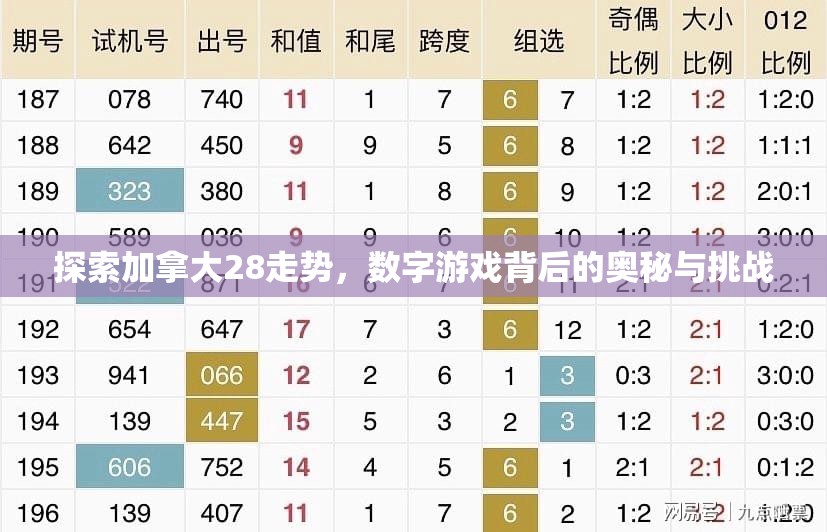 探索加拿大28走势，数字游戏背后的奥秘与挑战